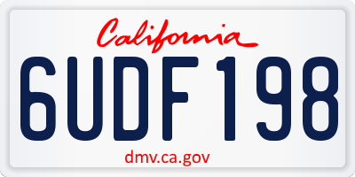 CA license plate 6UDF198