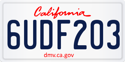CA license plate 6UDF203