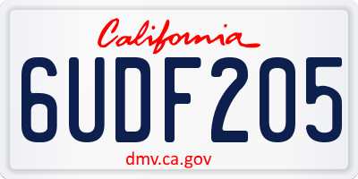 CA license plate 6UDF205