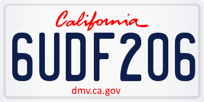 CA license plate 6UDF206