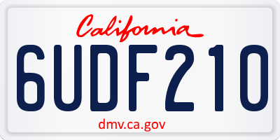 CA license plate 6UDF210