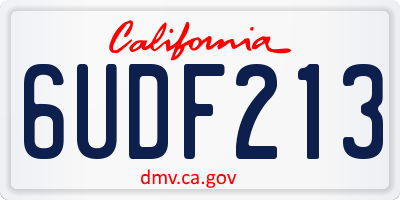 CA license plate 6UDF213
