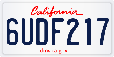 CA license plate 6UDF217