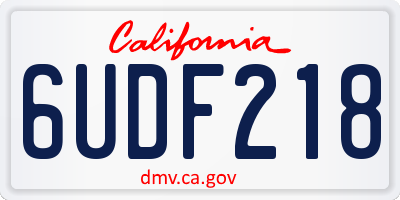 CA license plate 6UDF218