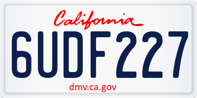 CA license plate 6UDF227