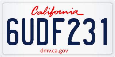 CA license plate 6UDF231