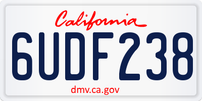 CA license plate 6UDF238