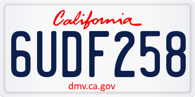 CA license plate 6UDF258