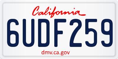 CA license plate 6UDF259