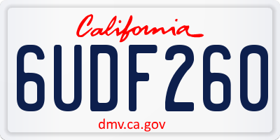CA license plate 6UDF260