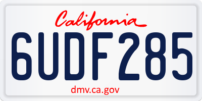 CA license plate 6UDF285