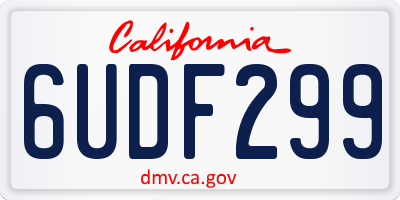 CA license plate 6UDF299