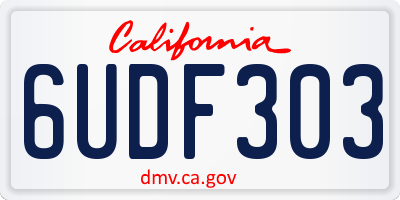 CA license plate 6UDF303