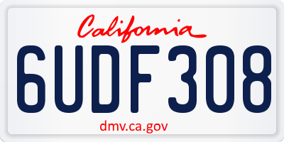 CA license plate 6UDF308
