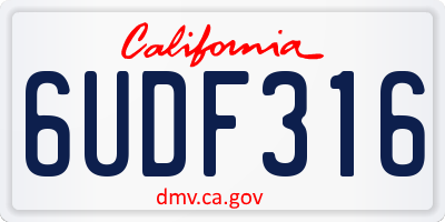 CA license plate 6UDF316