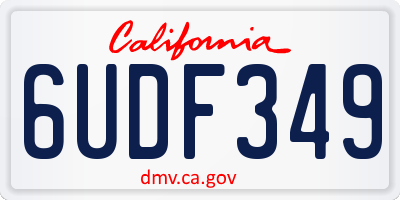 CA license plate 6UDF349