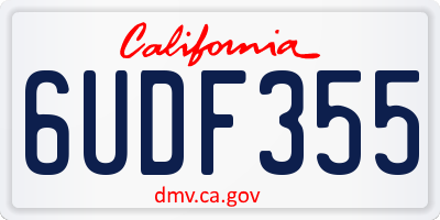 CA license plate 6UDF355