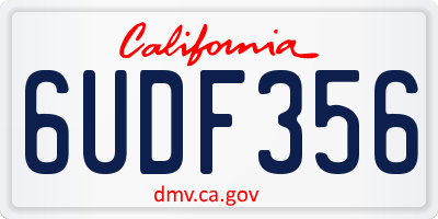 CA license plate 6UDF356