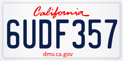 CA license plate 6UDF357