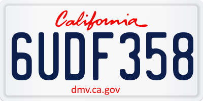 CA license plate 6UDF358