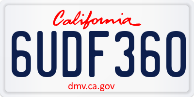 CA license plate 6UDF360