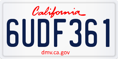 CA license plate 6UDF361