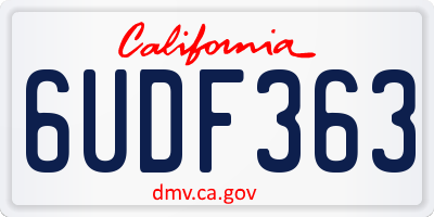 CA license plate 6UDF363