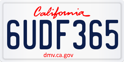 CA license plate 6UDF365