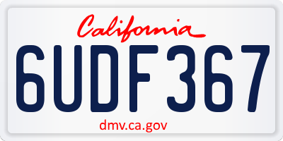 CA license plate 6UDF367