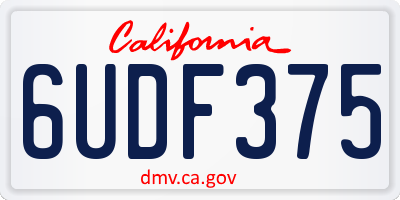CA license plate 6UDF375