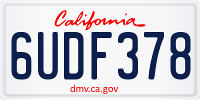 CA license plate 6UDF378