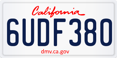 CA license plate 6UDF380