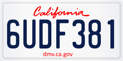 CA license plate 6UDF381