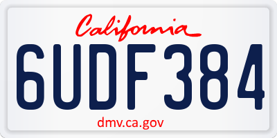 CA license plate 6UDF384