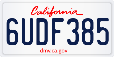 CA license plate 6UDF385