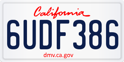CA license plate 6UDF386