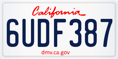 CA license plate 6UDF387