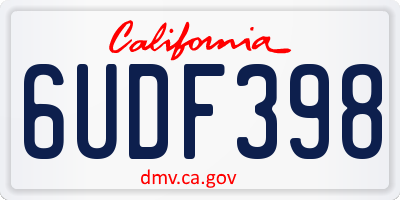 CA license plate 6UDF398