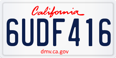 CA license plate 6UDF416
