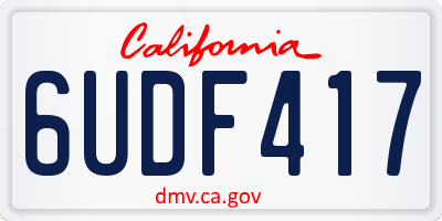 CA license plate 6UDF417