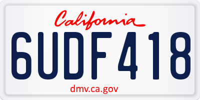 CA license plate 6UDF418