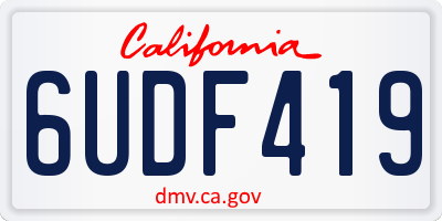 CA license plate 6UDF419