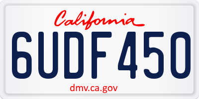 CA license plate 6UDF450