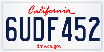 CA license plate 6UDF452