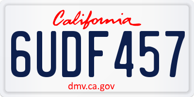 CA license plate 6UDF457