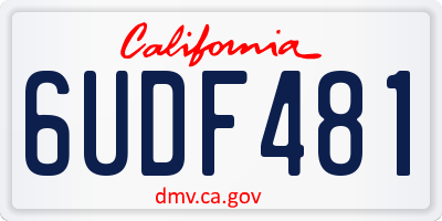 CA license plate 6UDF481