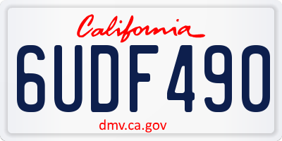 CA license plate 6UDF490