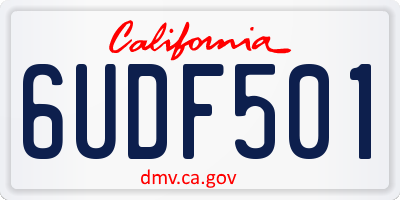 CA license plate 6UDF501