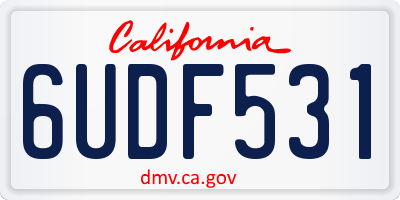 CA license plate 6UDF531