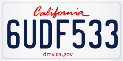 CA license plate 6UDF533